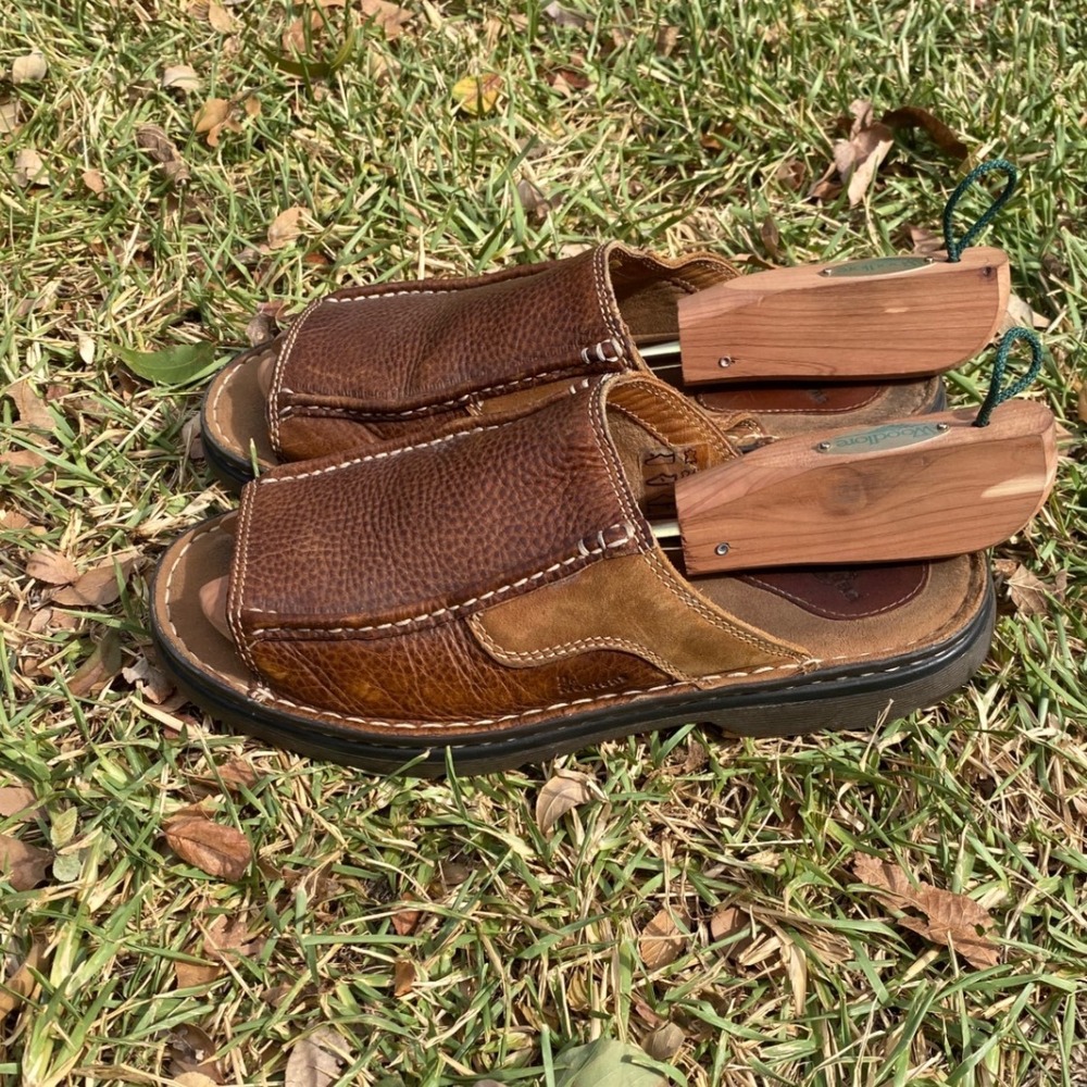Dr. Martens 8B20 Mens Brown Pebbled Leather Slide Sandals Size 9 UK 10 US
